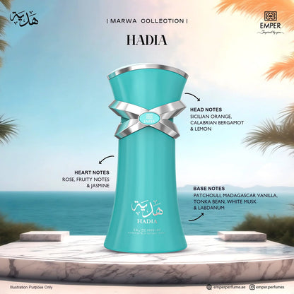 Hadia by Emper – عطر نسائي فاخر بنفحات منعشة وأنيقة